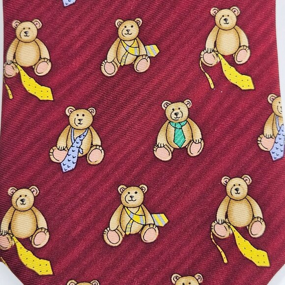Robert Talbott Nordstrom Red Teddy Bear Silk Tie Made In USA Mens Necktie - Picture 2 of 10